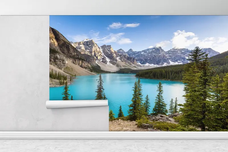 Papierwandkunst, maßgefertigte Wallpapier, Moraine Lake, Alberta Wandkunst, Wallpapierschale und Stock, Banff Alberta Wandkunst, - 1