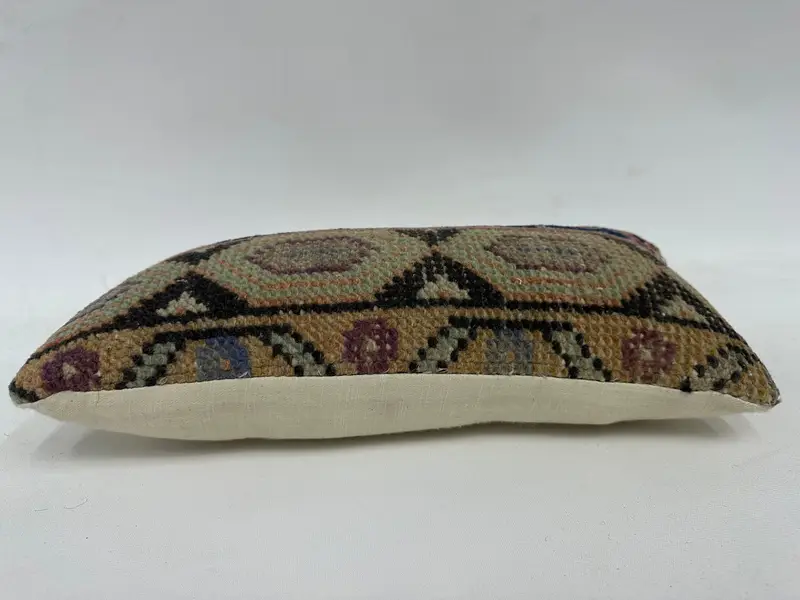 Turkish Pillow, Pillow, Handmade Kilim Cushion, Decorative Throw Pillow Case, Kilim Pillow Cover, Ethnic Cushion Case, 8x16 Blue Cushion - 5