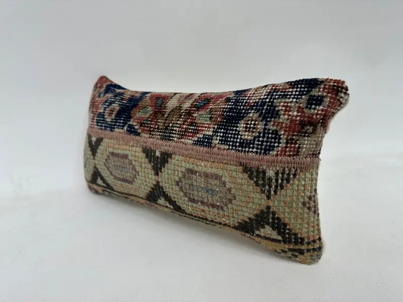 Turkish Pillow, Pillow, Handmade Kilim Cushion, Decorative Throw Pillow Case, Kilim Pillow Cover, Ethnic Cushion Case, 8x16 Blue Cushion - 4
