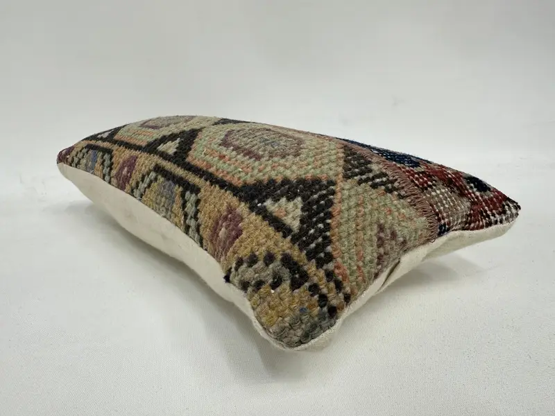 Turkish Pillow, Pillow, Handmade Kilim Cushion, Decorative Throw Pillow Case, Kilim Pillow Cover, Ethnic Cushion Case, 8x16 Blue Cushion - 6