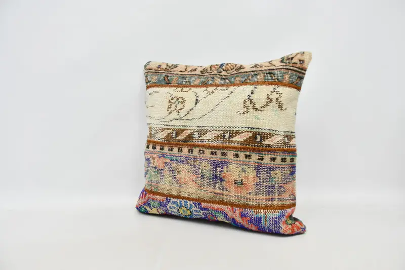 24x24 Beyaz Yastık Örtüsü, Lüks Yastık, El Yapımı Kilim Yastığı, Boho Yastık Sham Kapağı, Parlak Yastık Kılıfı, Yastık, Etnik Kilim Rug Yastığı - 4
