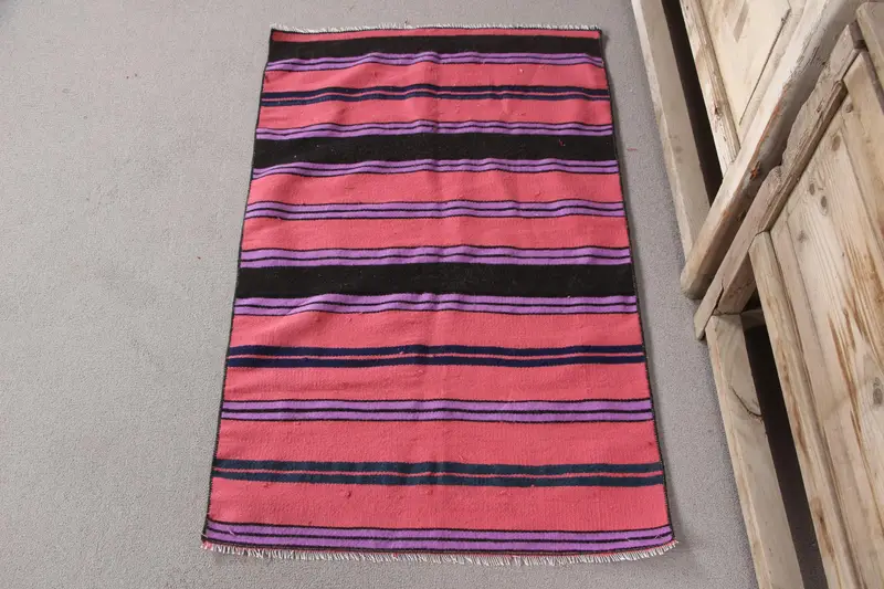 Pink & Purple Rug, 2,1x3,4 ft Botanical Design