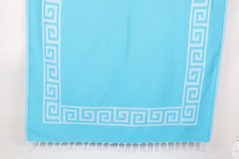 Monogrammed Beach Towel Personalized Turquoise Patterned, 40x71 Inches