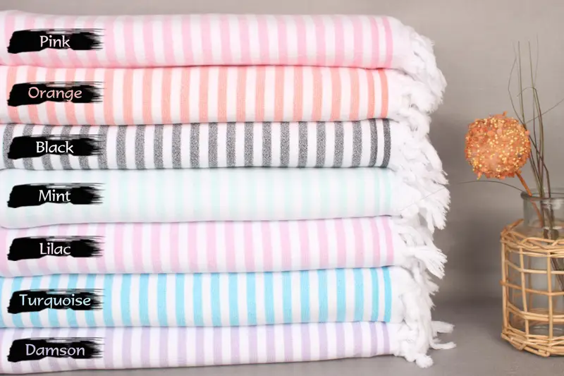 Quick-dry Terry Striped Towel, Organic Cotton, Beige, 36x71 Inches