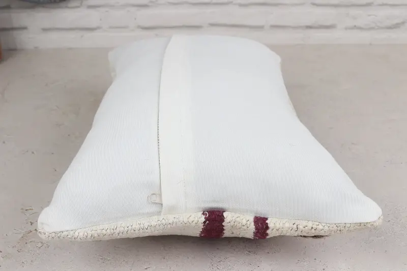 12x20 White Pillow, Handmade Rug Seat Pillow Case, Antique Pillows, Cushion Cover, Vintage Kilim Pillow, Vintage Kilim Throw Pillow - 5