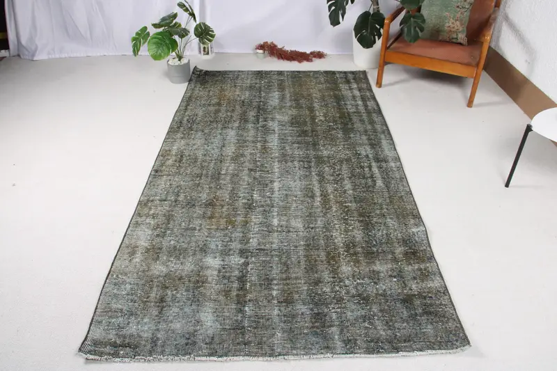Vintage Türk Halısı, 4.3x7.9 ft Oushak Halısı, Gri Alan Oryantal Halısı - 1