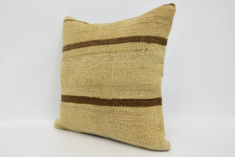 Pillow for Sofa, Pillow Cover, Floor Cushion, Gift Pillow, Kilim Pillow, Wool Kilim Pillow Cushion Cover, 16x16 Beige Cushion Cover - 4