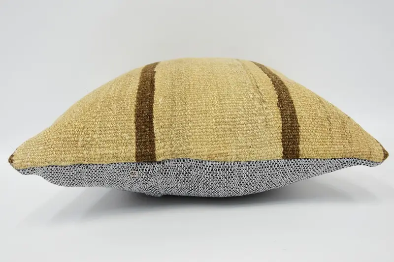 Pillow for Sofa, Pillow Cover, Floor Cushion, Gift Pillow, Kilim Pillow, Wool Kilim Pillow Cushion Cover, 16x16 Beige Cushion Cover - 5