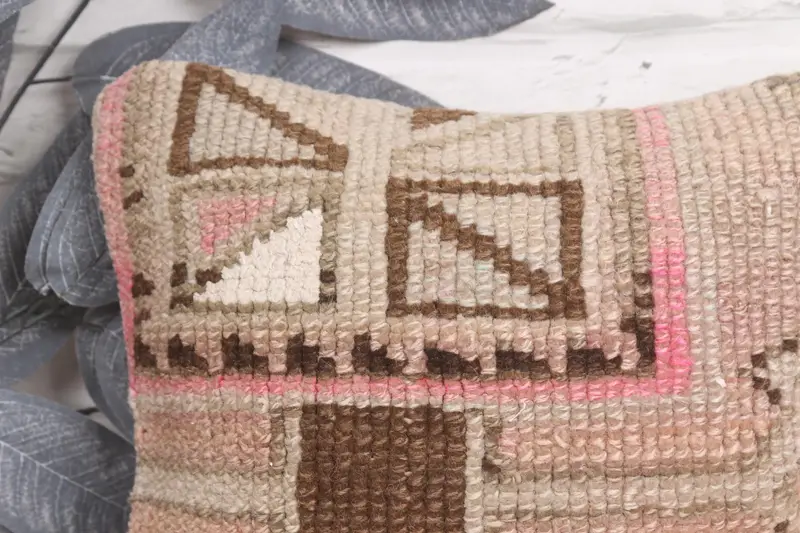 Cushion Case, Crochet Pattern Cushion, 12x12 Brown Cushion Case, Antique Pillows, Tapestry Pillow Cover, Kilim Pillow, Interior Designer Pillow - 2