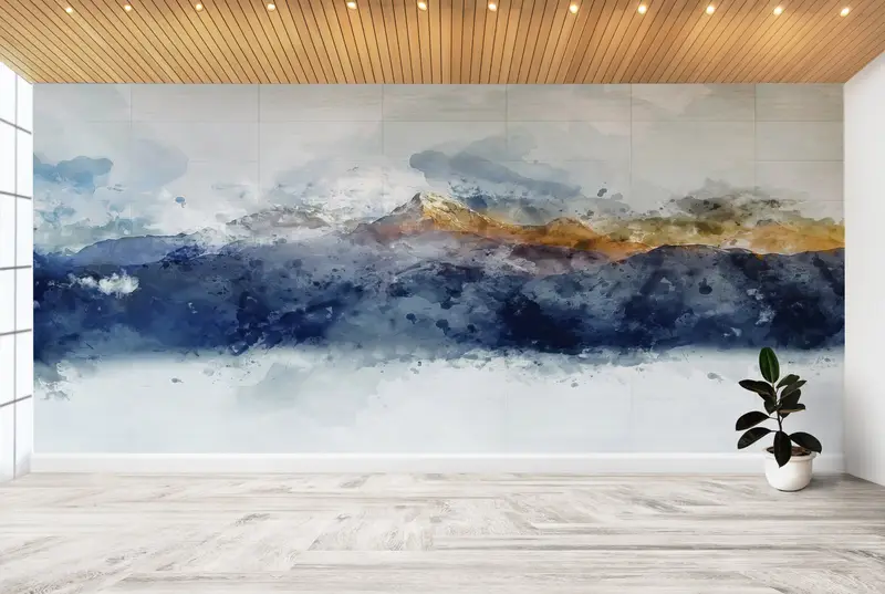 Moderne abstrakte Berglandschaft-gedruckte Tapete für elegantes Dekor