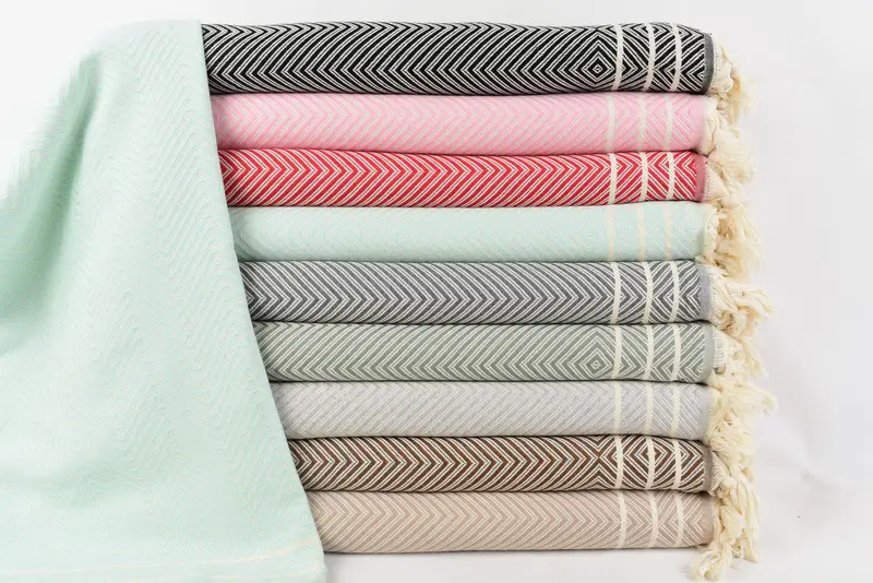 Turkish Black Diamond Throw, Personalized Organic Cotton Blanket, 95x71 Inches