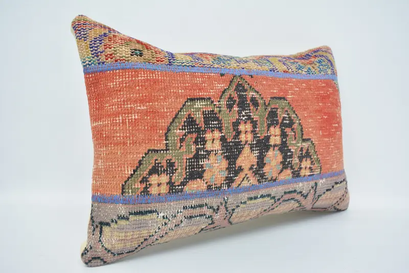 Boho Pillow Sham Cover, 16x24 Red Pillow Sham, Pillow for Couch, Vintage Kilim Pillow Pillow, Cushion, Kilim Pillow Cover - 3