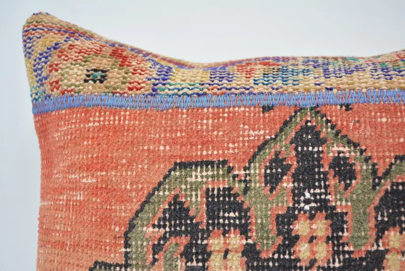 Boho Pillow Sham Cover, 16x24 Red Pillow Sham, Pillow for Couch, Vintage Kilim Pillow Pillow, Cushion, Kilim Pillow Cover - 2