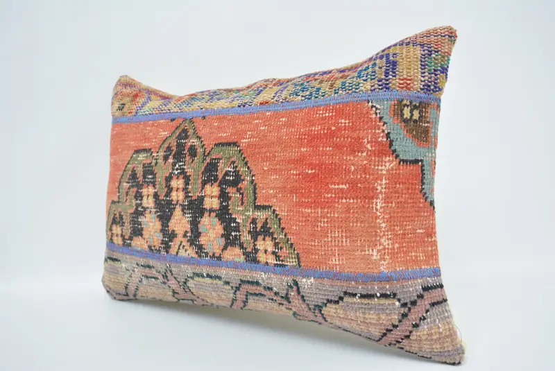 Boho Pillow Sham Cover, 16x24 Red Pillow Sham, Pillow for Couch, Vintage Kilim Pillow Pillow, Cushion, Kilim Pillow Cover - 4