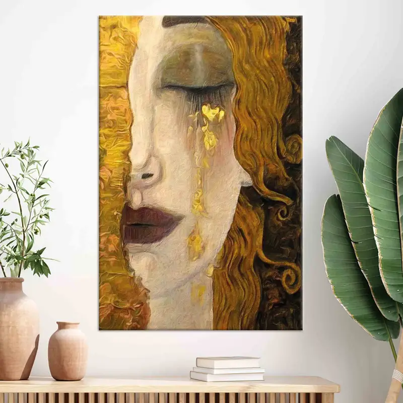 The Golden Tears, Gustav Klimt Wall Art, Freya's Tears Canvas Art, Klimt Woman Artwork, Woman Wall Art, Modern Canvas Art,  Girl Room Canvas - 4