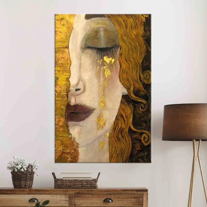 The Golden Tears, Gustav Klimt Wall Art, Freya's Tears Canvas Art, Klimt Woman Artwork, Woman Wall Art, Modern Canvas Art,  Girl Room Canvas - 3