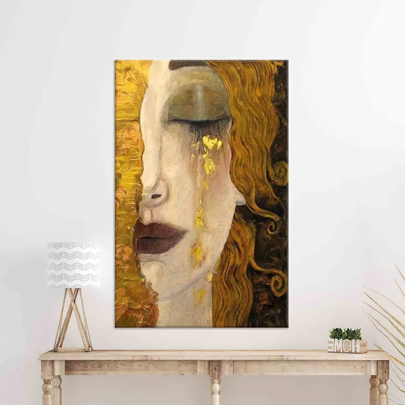 The Golden Tears, Gustav Klimt Wall Art, Freya's Tears Canvas Art, Klimt Woman Artwork, Woman Wall Art, Modern Canvas Art,  Girl Room Canvas - 2