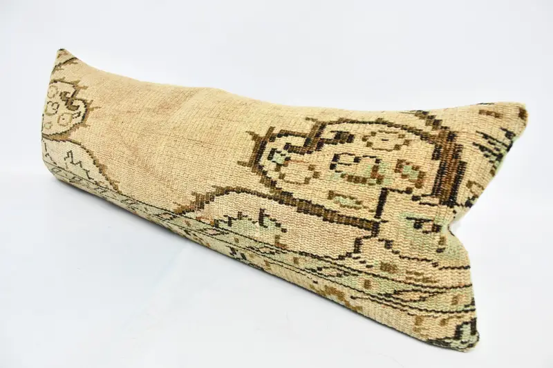 12x36 Beige Pillow Case, Antique Pillows, Handmade Rug Seat Pillow, Gift Pillow, Bolster Pillow Case, Ethnical Kilim Rug Pillow, Cushion - 4