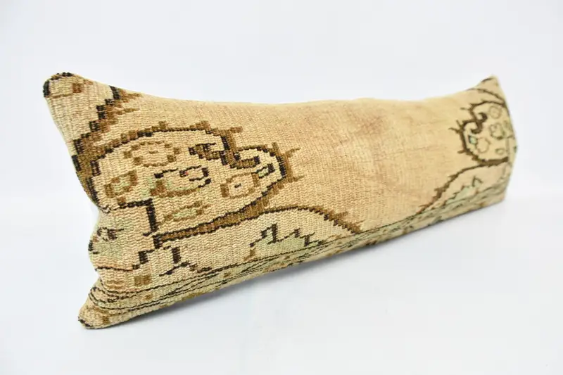 12x36 Beige Pillow Case, Antique Pillows, Handmade Rug Seat Pillow, Gift Pillow, Bolster Pillow Case, Ethnical Kilim Rug Pillow, Cushion - 3