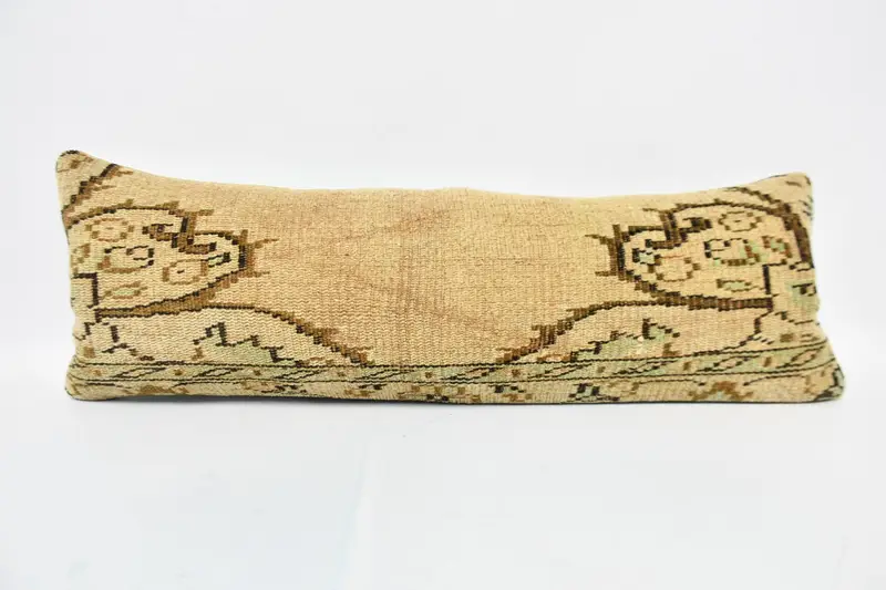 12x36 Beige Pillow Case, Antique Pillows, Handmade Rug Seat Pillow, Gift Pillow, Bolster Pillow Case, Ethnical Kilim Rug Pillow, Cushion - 1