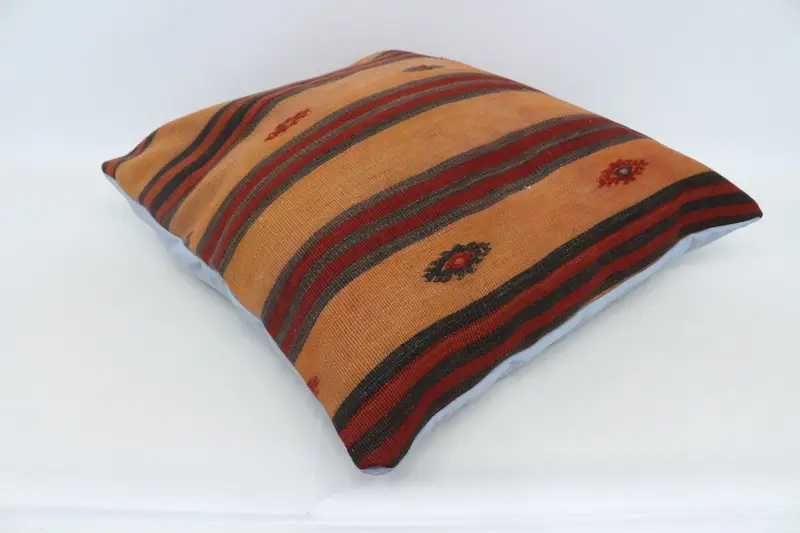 One Of A Kind Pillow Sham, Boho Pillow, Vintage Kilim Pillow, Sofa Bolster Pillow, Cushion Case, Kilim Pillow Cover, 28x28 Orange Pillow Case - 6