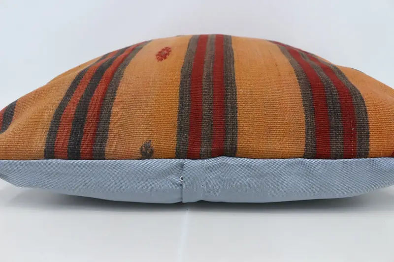 One Of A Kind Pillow Sham, Boho Pillow, Vintage Kilim Pillow, Sofa Bolster Pillow, Cushion Case, Kilim Pillow Cover, 28x28 Orange Pillow Case - 5