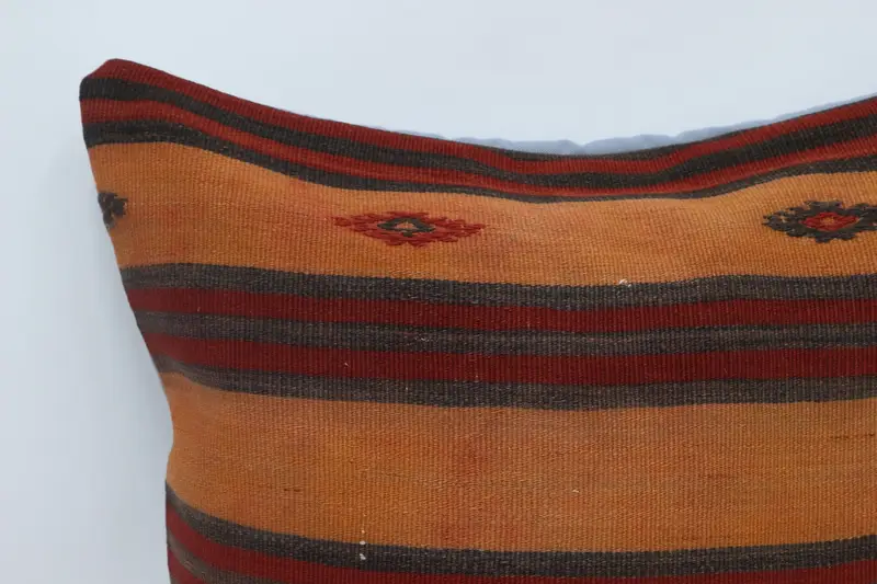 One Of A Kind Pillow Sham, Boho Pillow, Vintage Kilim Pillow, Sofa Bolster Pillow, Cushion Case, Kilim Pillow Cover, 28x28 Orange Pillow Case - 2