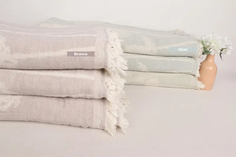 Custom Wedding Gifts, 92x84 Cotton Floral Design Towel, Monogram Blanket, Decorative Bedspread, Bridesmaid Gift, Organic Throw, Wedding Favors - 1