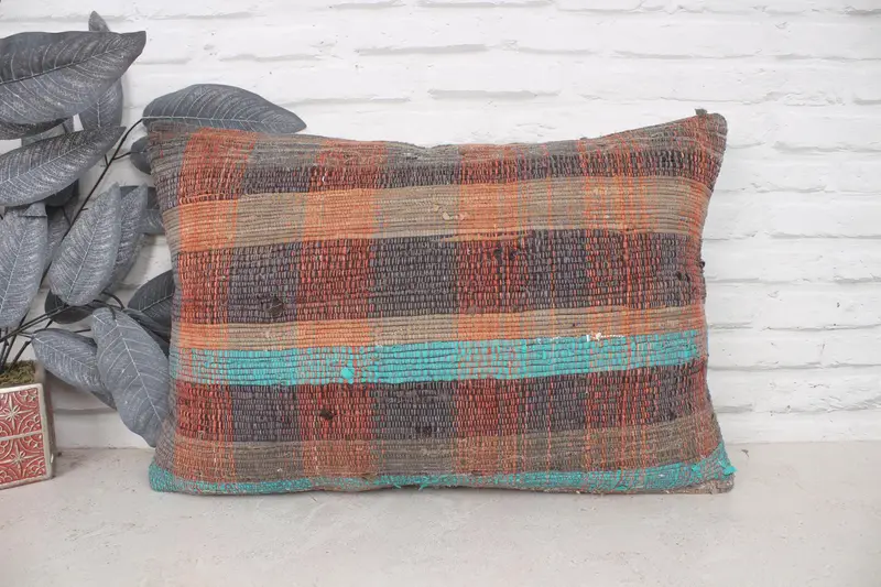 16x24 Brown Pillow, Pillow Cover, Interior Designer Pillow, Bolster Throw Pillow Sham, Home Decor Pillow, Kilim Cushion Sham - 1