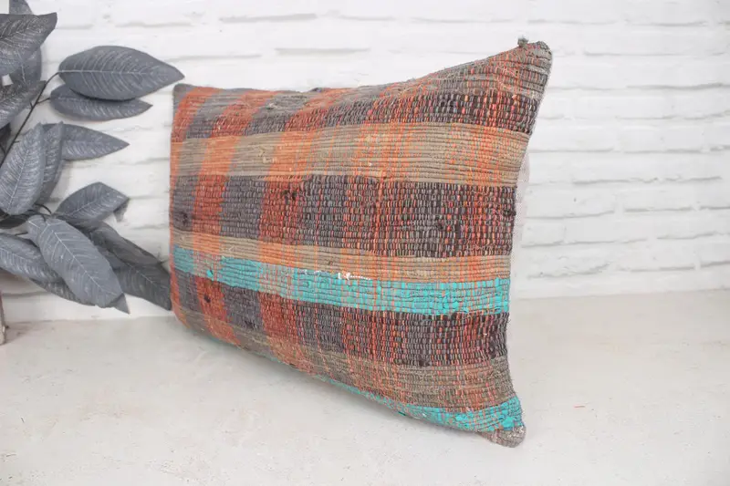 16x24 Brown Pillow, Pillow Cover, Interior Designer Pillow, Bolster Throw Pillow Sham, Home Decor Pillow, Kilim Cushion Sham - 4
