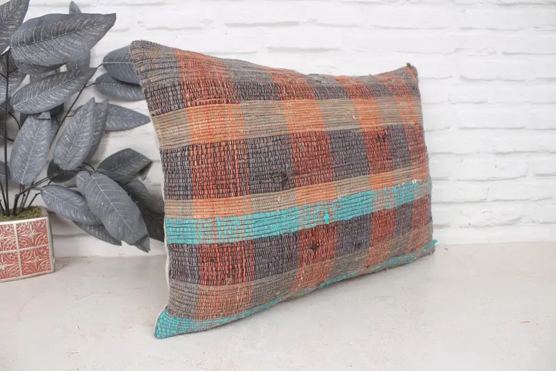 16x24 Brown Pillow, Pillow Cover, Interior Designer Pillow, Bolster Throw Pillow Sham, Home Decor Pillow, Kilim Cushion Sham - 3