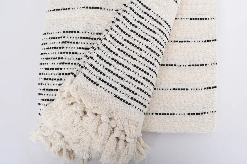 Custom Blanket, Turkish Cotton Blanket, Woven Throw Blanket, Best Wedding Gift, Home Gift, 98x92 Cotton Striped Design Towel, Personalized Gifts - 8