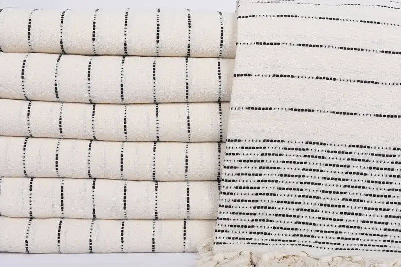 Custom Blanket, Turkish Cotton Blanket, Woven Throw Blanket, Best Wedding Gift, Home Gift, 98x92 Cotton Striped Design Towel, Personalized Gifts - 2