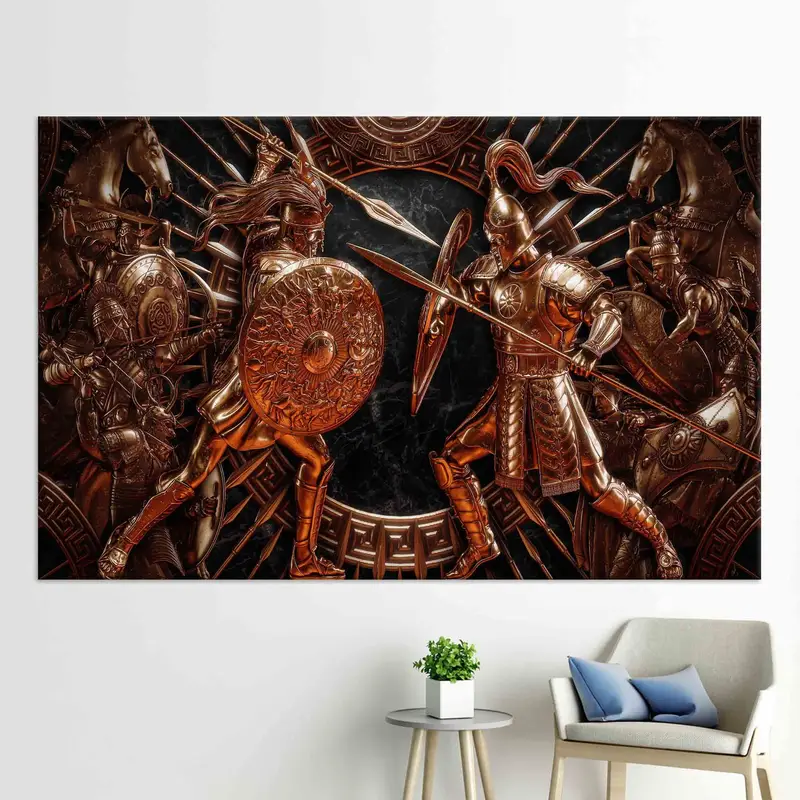 Spartaner Wandkunst, Wandkunst aus Leinwand, riesige Leinwand, Dekor, Kriegerplakat, spartanische Krieger -Wandkunst, Mannhöhle Wandkunst, Wohnungsbaudekor, - 7