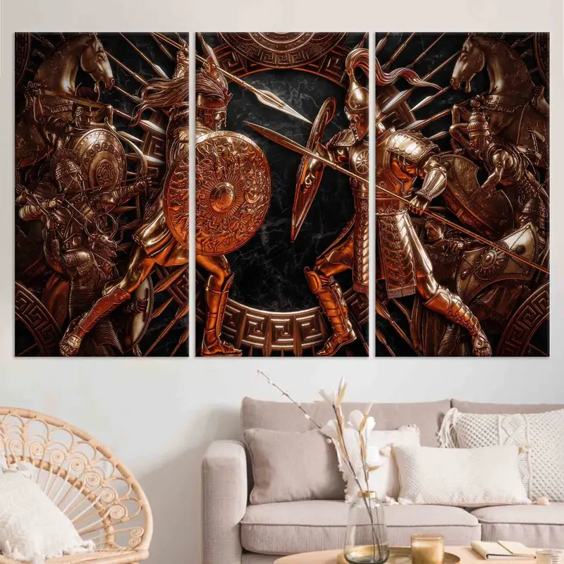 Spartaner Wandkunst, Wandkunst aus Leinwand, riesige Leinwand, Dekor, Kriegerplakat, spartanische Krieger -Wandkunst, Mannhöhle Wandkunst, Wohnungsbaudekor, - 8