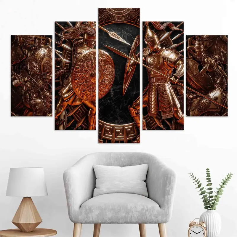 Spartaner Wandkunst, Wandkunst aus Leinwand, riesige Leinwand, Dekor, Kriegerplakat, spartanische Krieger -Wandkunst, Mannhöhle Wandkunst, Wohnungsbaudekor, - 3