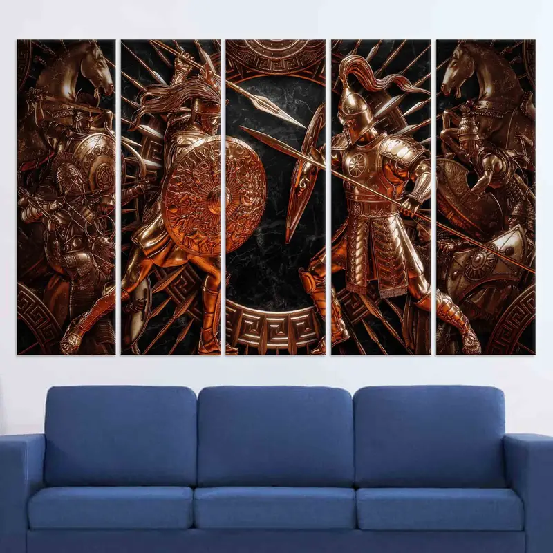 Spartaner Wandkunst, Wandkunst aus Leinwand, riesige Leinwand, Dekor, Kriegerplakat, spartanische Krieger -Wandkunst, Mannhöhle Wandkunst, Wohnungsbaudekor, - 2