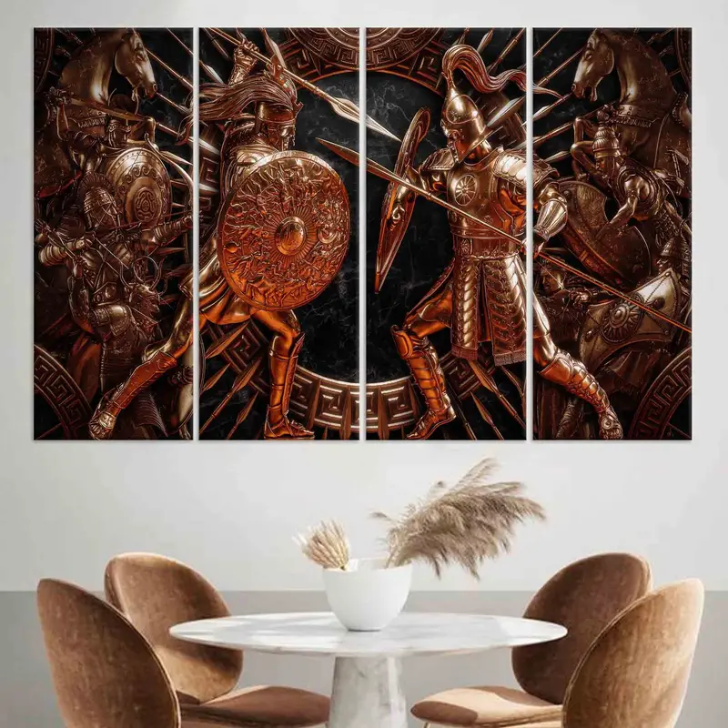 Spartaner Wandkunst, Wandkunst aus Leinwand, riesige Leinwand, Dekor, Kriegerplakat, spartanische Krieger -Wandkunst, Mannhöhle Wandkunst, Wohnungsbaudekor, - 1