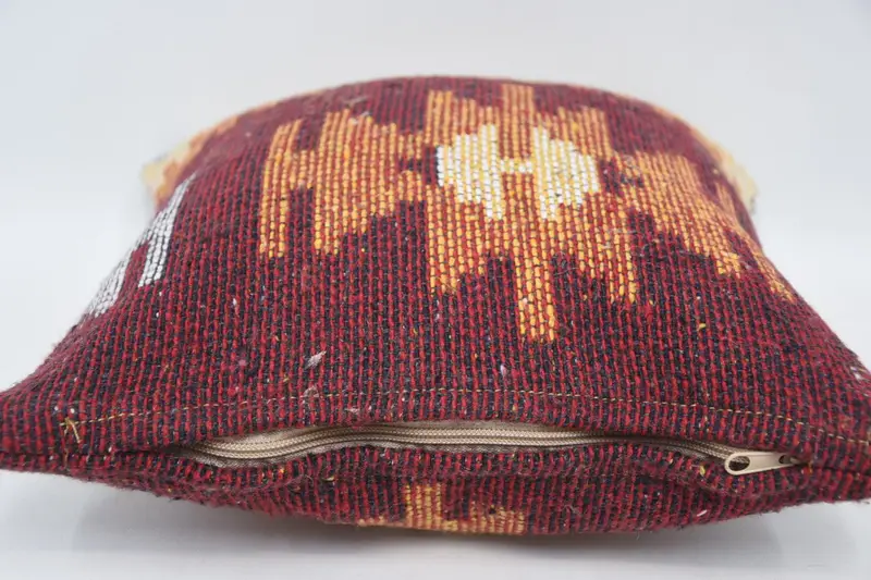 Antique Pillows, Ottoman Pillow, Kilim Cushion Sham, 12x12 Red Cushion Cover, Patio Pillow, Interior Designer Pillow, Pillow Sham - 5
