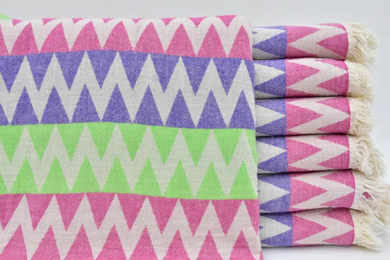 Peshtemal Towel, Gift For Bride, Mexico Bachelorette Party Gifts, Guest Towel, Turkish bath towel, Gift For Him, 70x40 Cotton Zigzag Design Towel - 1
