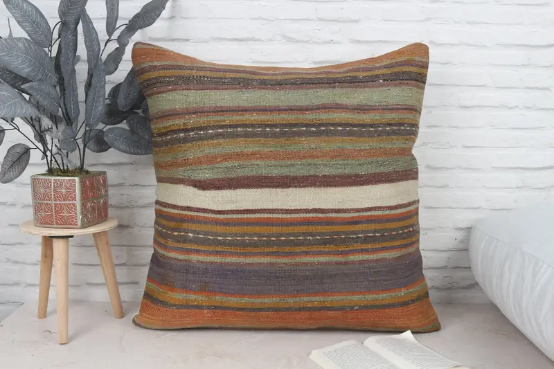 Home Decor Pillow, 28x28 Blue Pillow Case, Cushion Case, Kilim Pillow Cover, Personalized Gift Pillow Cushion, Boho Pillow Sham Cover - 1