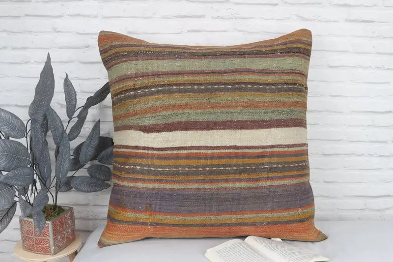Home Decor Pillow, 28x28 Blue Pillow Case, Cushion Case, Kilim Pillow Cover, Personalized Gift Pillow Cushion, Boho Pillow Sham Cover - 2