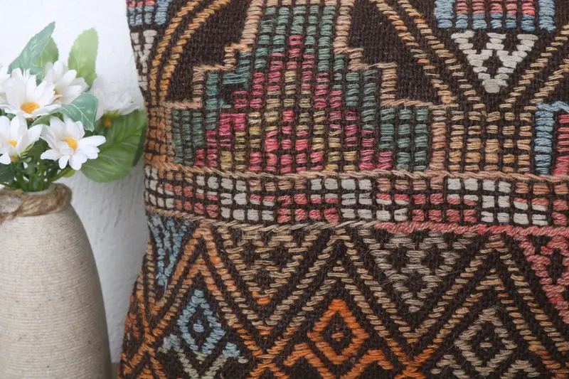 Outdoor Pillow Sham, 12x24 Brown Cushion Cover, Gift Pillow, Ikat Pillow Cover, Vintage Kilim Pillow, Home Decor Pillow, Cushion - 3