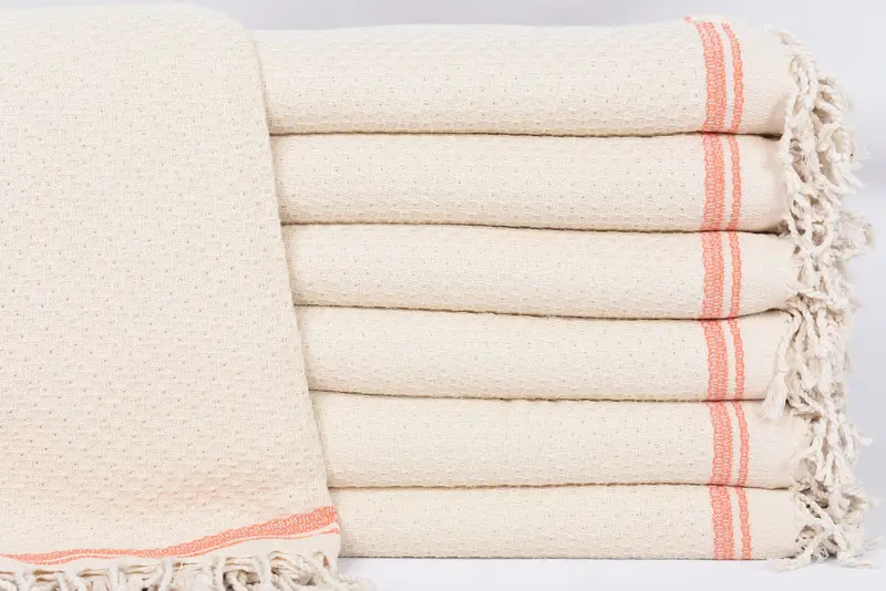 Beach Towel Monogrammed Turkish Organic Cotton, Orange Stripes, 67x36 Inches