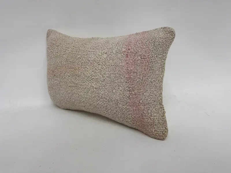 Handmade Rug Seat Pillow, Ethnical Kilim Rug Pillow, Toss Cushion Cover, Turkish Pillow, Pillow Cover, 12x20 White Cushion, Kilim Cushion Sham - 4