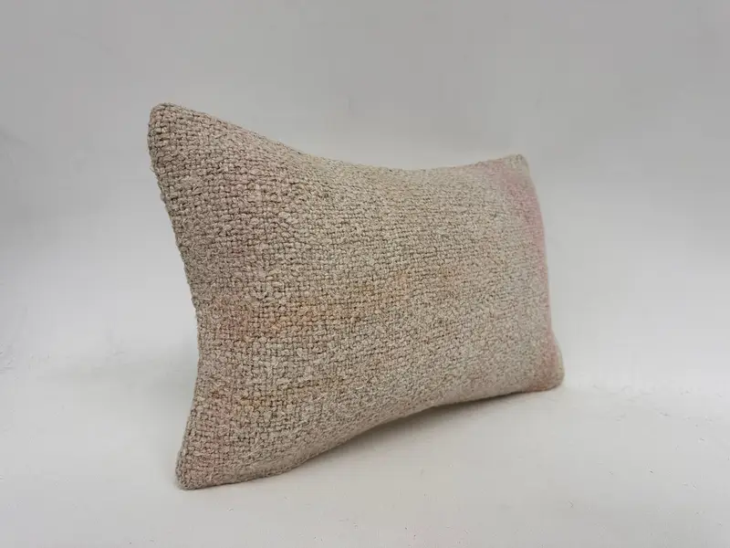 Handmade Rug Seat Pillow, Ethnical Kilim Rug Pillow, Toss Cushion Cover, Turkish Pillow, Pillow Cover, 12x20 White Cushion, Kilim Cushion Sham - 3
