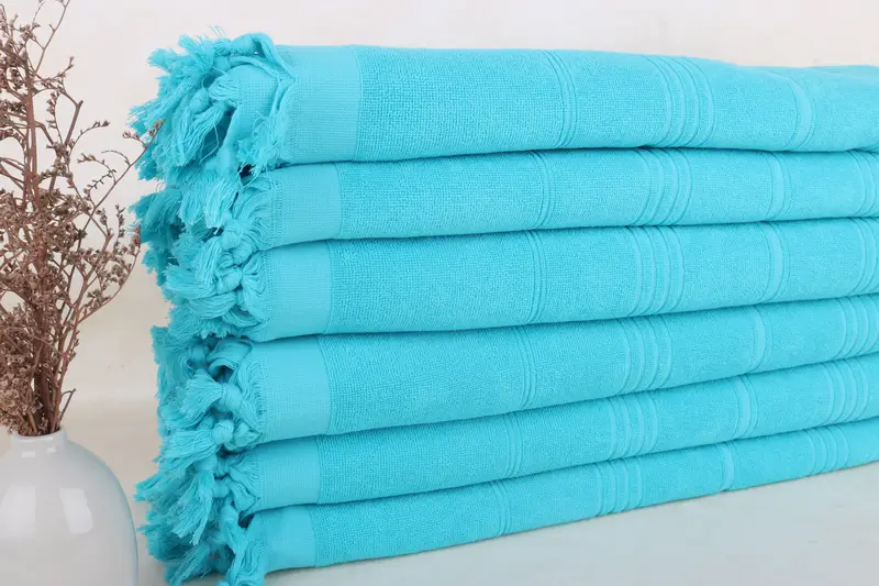 Monogram Beach Towel Turkish Cotton Dark Mint Stripes Terry, 36x71 Inches