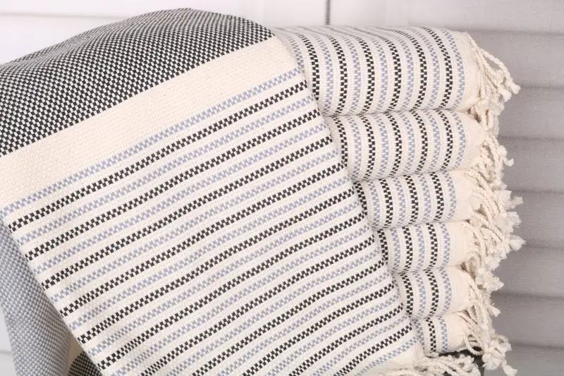 Geometric Towel Turkish Towel Beach Black-Gray 40x71 Inches