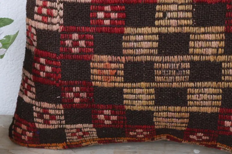 Kilim Pillow Cover, Patio Pillow Cover, Traditional Pillow Sham, Cushion Cover, 16x16 Red Cushion, Pillow for Couch, Antique Pillows, Tribal Cushion - 3