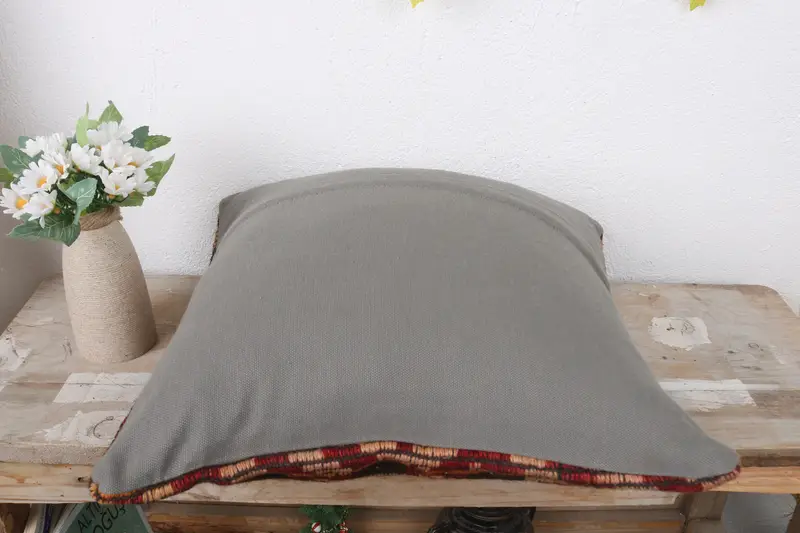 Kilim Pillow Cover, Patio Pillow Cover, Traditional Pillow Sham, Cushion Cover, 16x16 Red Cushion, Pillow for Couch, Antique Pillows, Tribal Cushion - 7
